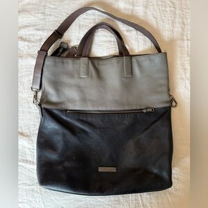 Coach Thompson Crossbody Foldover Tote bag black and grey